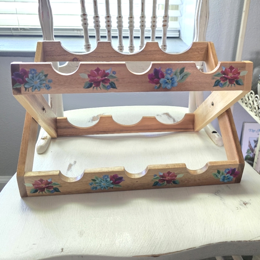 The Pioneer Woman Floral Wooden Wine Rack